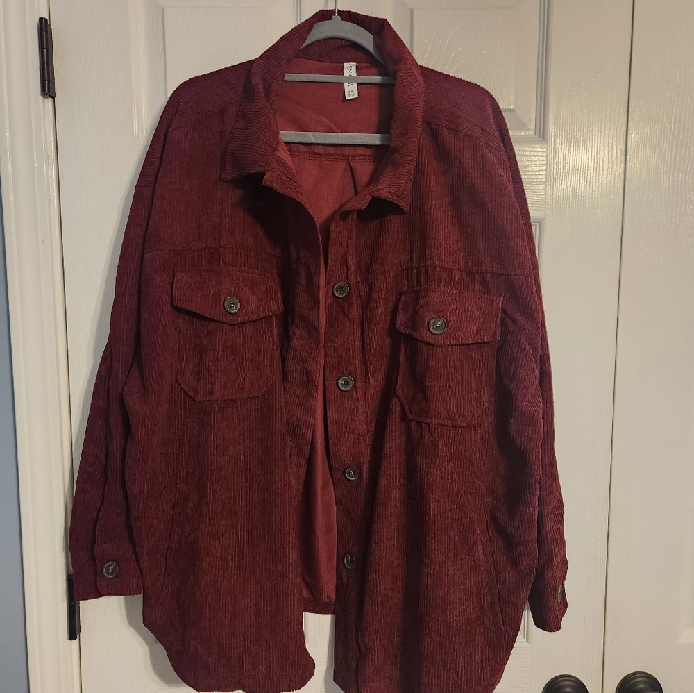NWOT Zenana oversized burgundy shacket